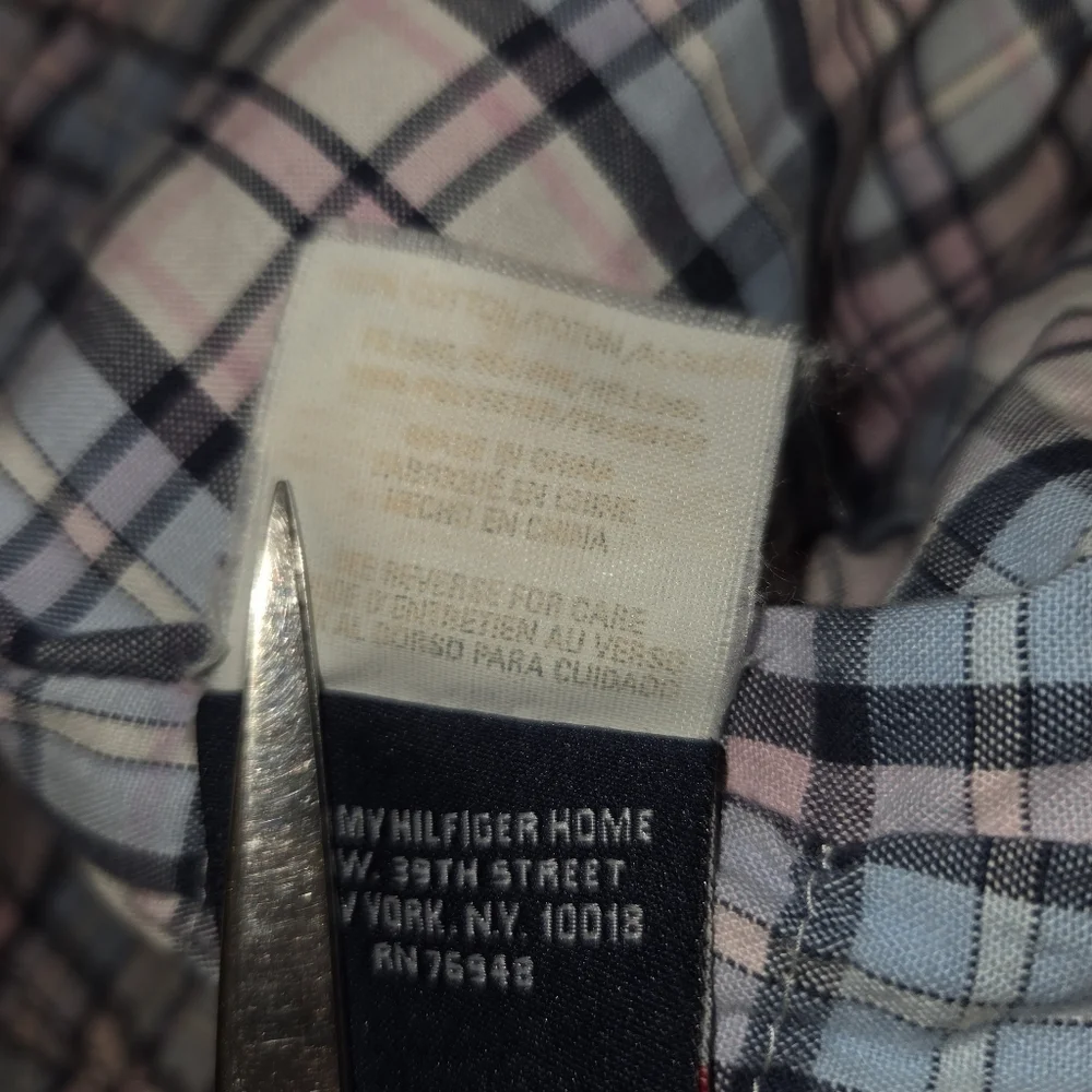 Tommy Hilfiger Home Twin Comforter Blue Plaid Cotton Textured Pleated Crinkled - Picture 2 of 7